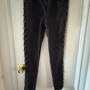 Disturbia Black Women Jeans with Ring Detail